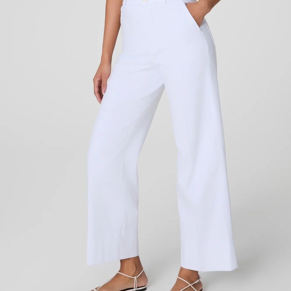 SPANX PETITE Women's Classic White Pants Stretch Twill - Picture 6 of 9